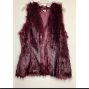 Burgundy Faux Fur Vest
